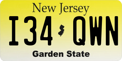 NJ license plate I34QWN