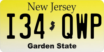NJ license plate I34QWP
