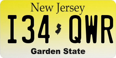 NJ license plate I34QWR