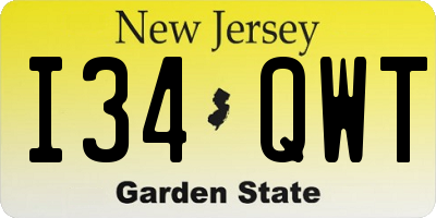 NJ license plate I34QWT