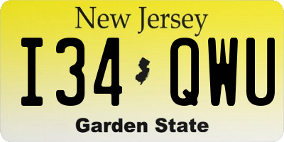 NJ license plate I34QWU