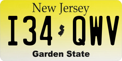 NJ license plate I34QWV