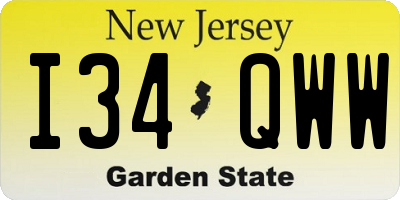 NJ license plate I34QWW