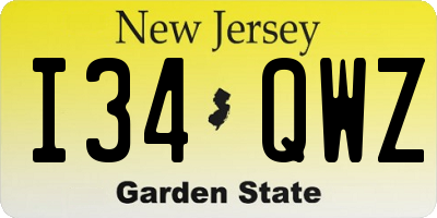 NJ license plate I34QWZ