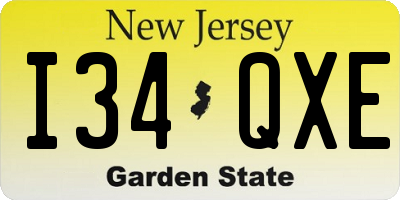 NJ license plate I34QXE