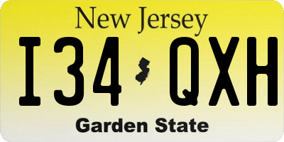 NJ license plate I34QXH