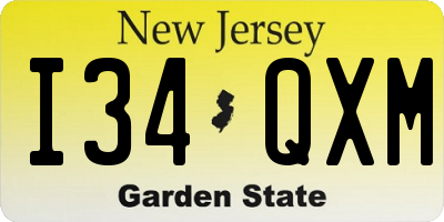 NJ license plate I34QXM
