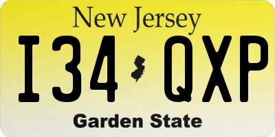 NJ license plate I34QXP