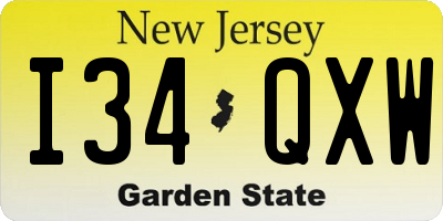 NJ license plate I34QXW