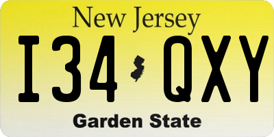 NJ license plate I34QXY
