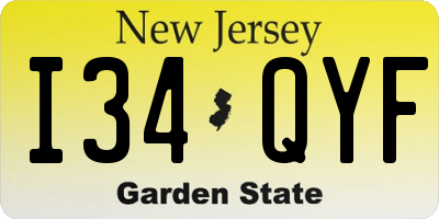 NJ license plate I34QYF