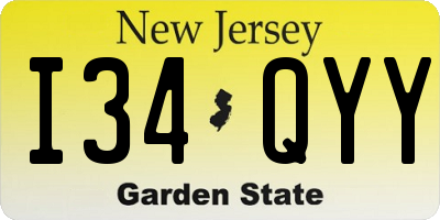 NJ license plate I34QYY