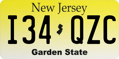 NJ license plate I34QZC