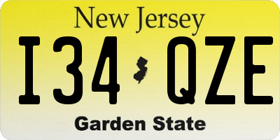 NJ license plate I34QZE