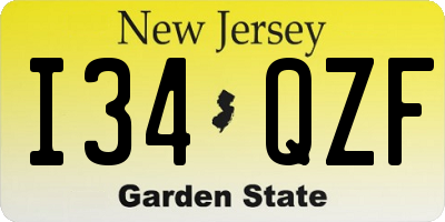 NJ license plate I34QZF