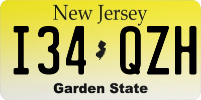 NJ license plate I34QZH