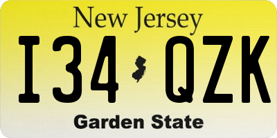 NJ license plate I34QZK