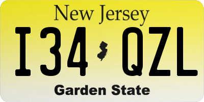 NJ license plate I34QZL