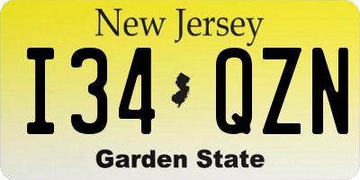 NJ license plate I34QZN