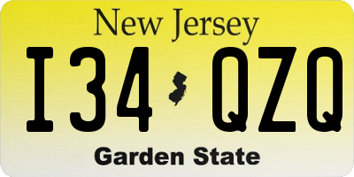 NJ license plate I34QZQ