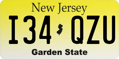 NJ license plate I34QZU