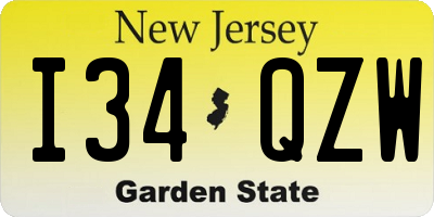 NJ license plate I34QZW