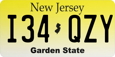 NJ license plate I34QZY