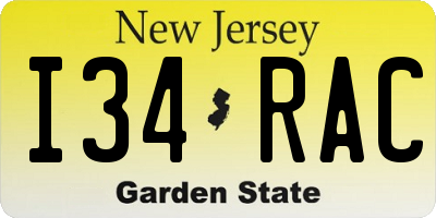 NJ license plate I34RAC