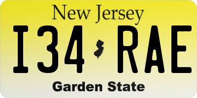 NJ license plate I34RAE