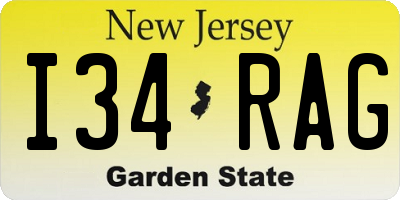NJ license plate I34RAG