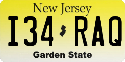 NJ license plate I34RAQ
