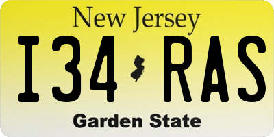 NJ license plate I34RAS