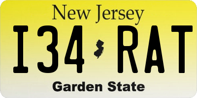 NJ license plate I34RAT
