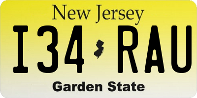 NJ license plate I34RAU