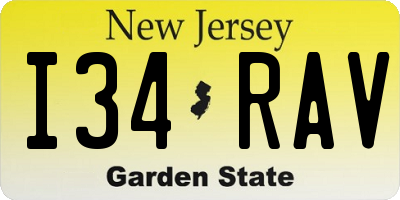 NJ license plate I34RAV