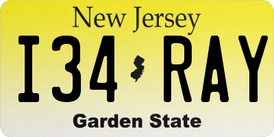 NJ license plate I34RAY