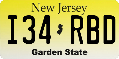 NJ license plate I34RBD