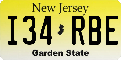 NJ license plate I34RBE