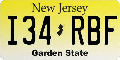 NJ license plate I34RBF