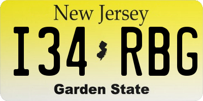 NJ license plate I34RBG