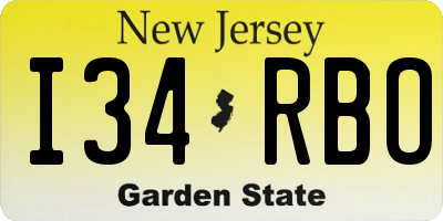 NJ license plate I34RBO
