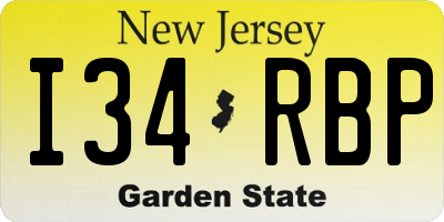 NJ license plate I34RBP
