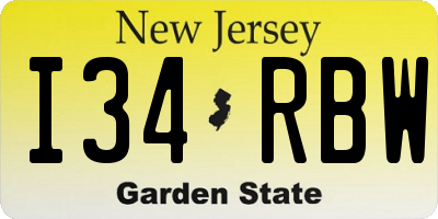 NJ license plate I34RBW