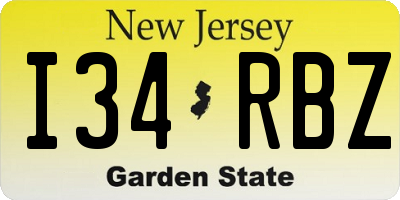 NJ license plate I34RBZ