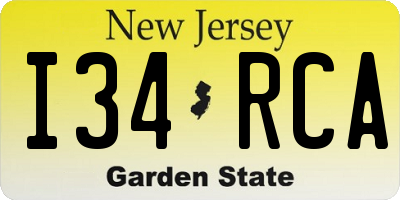 NJ license plate I34RCA