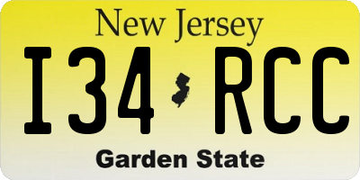 NJ license plate I34RCC
