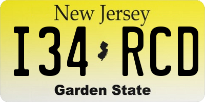 NJ license plate I34RCD