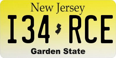 NJ license plate I34RCE