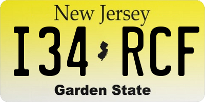 NJ license plate I34RCF