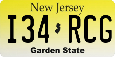 NJ license plate I34RCG